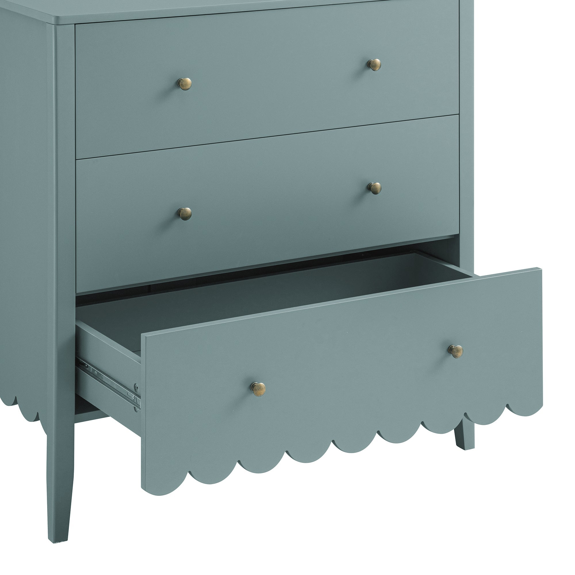 Henley Scalloped Edge 3 Drawer Dresser, Blue Spruce