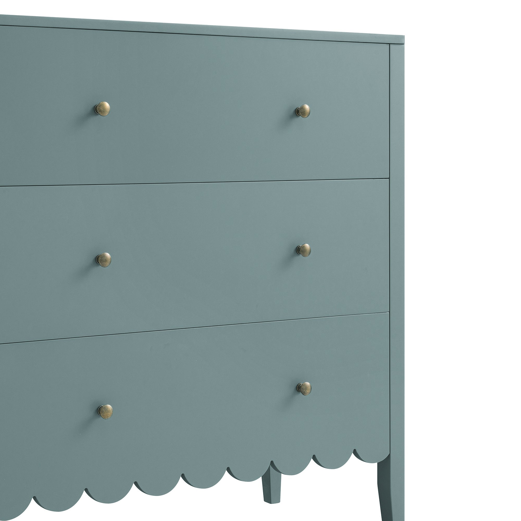 Henley Scalloped Edge 3 Drawer Dresser, Blue Spruce