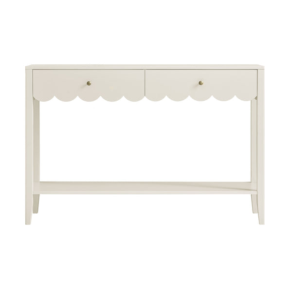 Henley Scalloped Edge Console Table, Light Sand