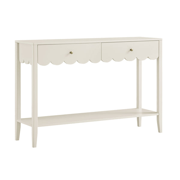 Henley Scalloped Edge Console Table, Light Sand