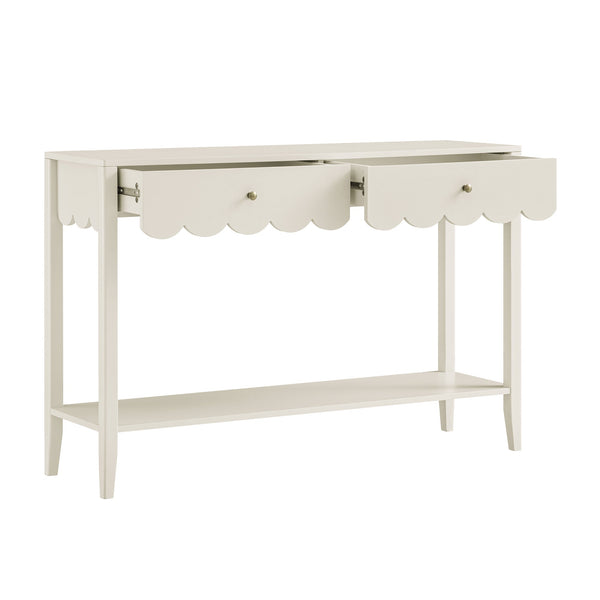 Henley Scalloped Edge Console Table, Light Sand