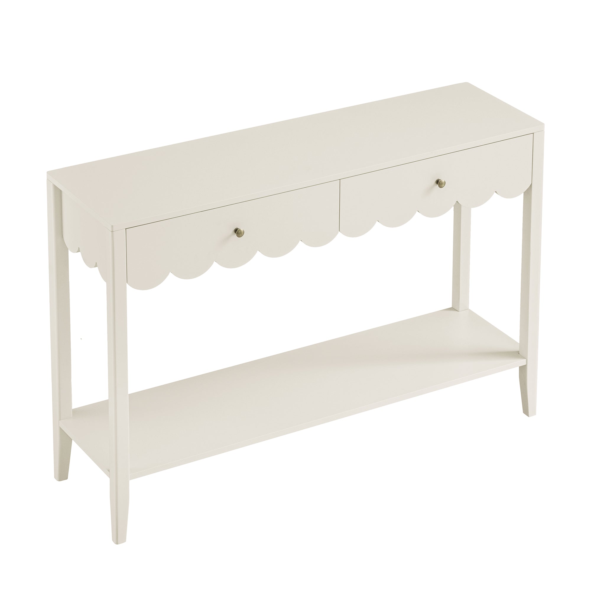 Henley Scalloped Edge Console Table, Light Sand