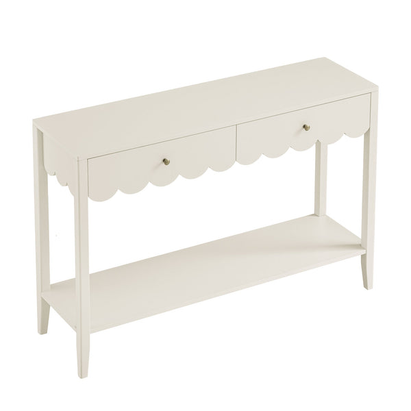 Henley Scalloped Edge Console Table, Light Sand