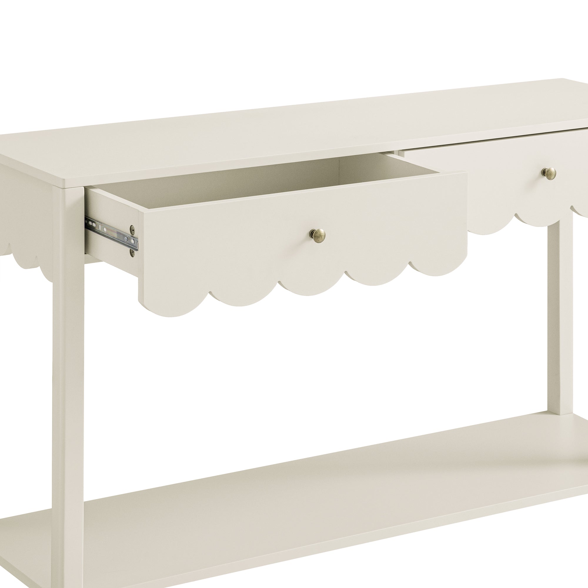 Henley Scalloped Edge Console Table, Light Sand