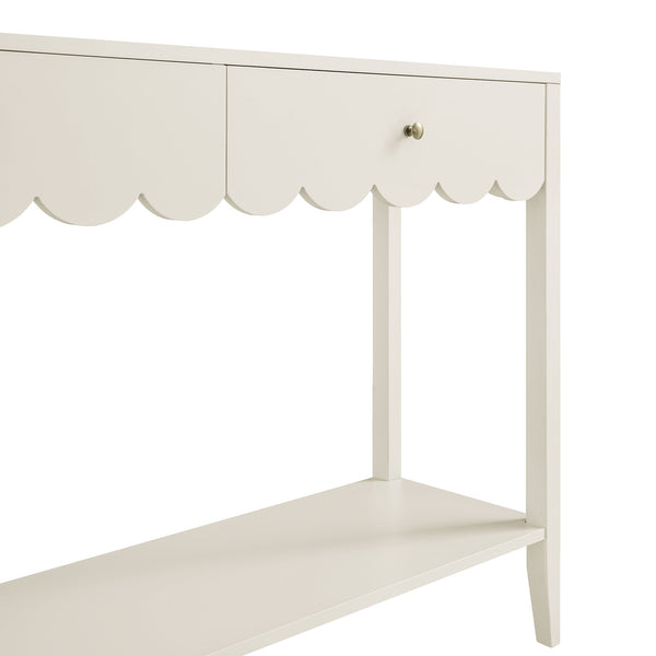 Henley Scalloped Edge Console Table, Light Sand