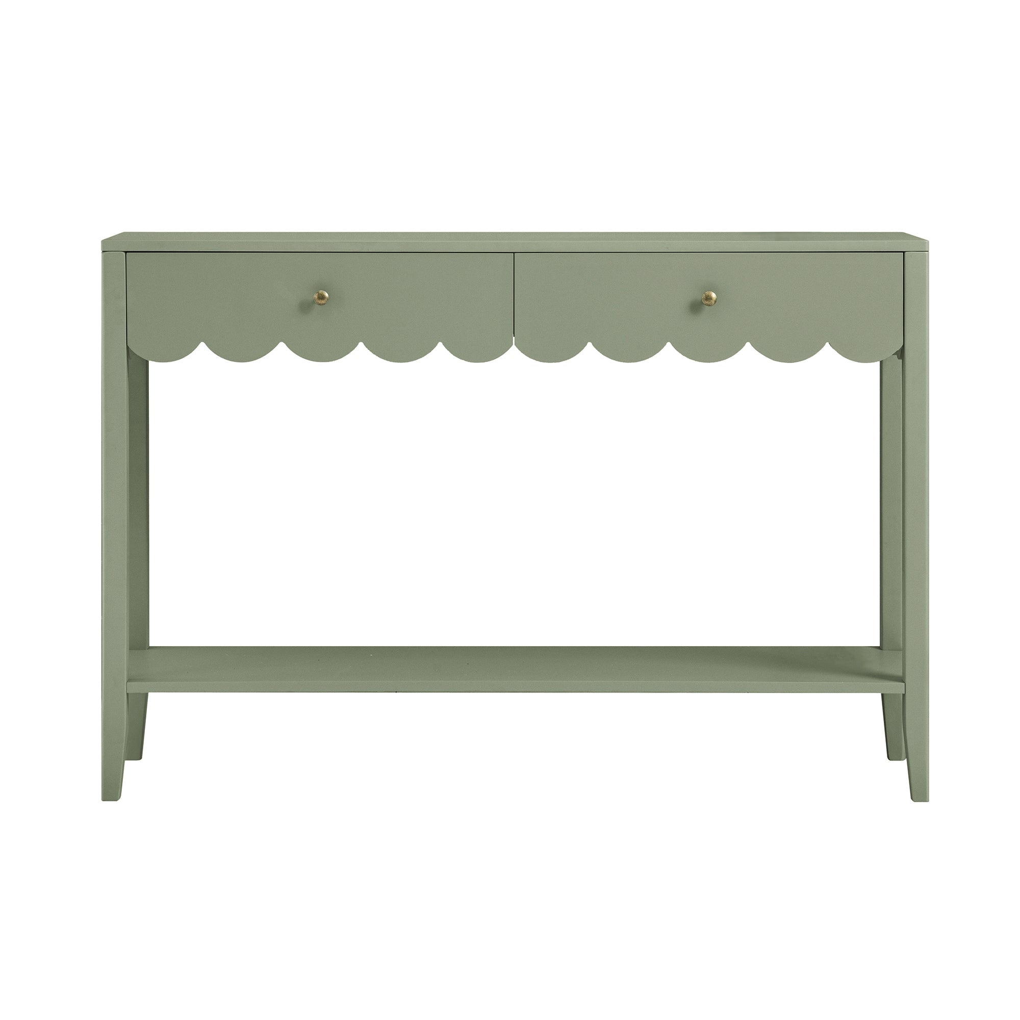 Henley Scalloped Edge Console Table, Sage Green