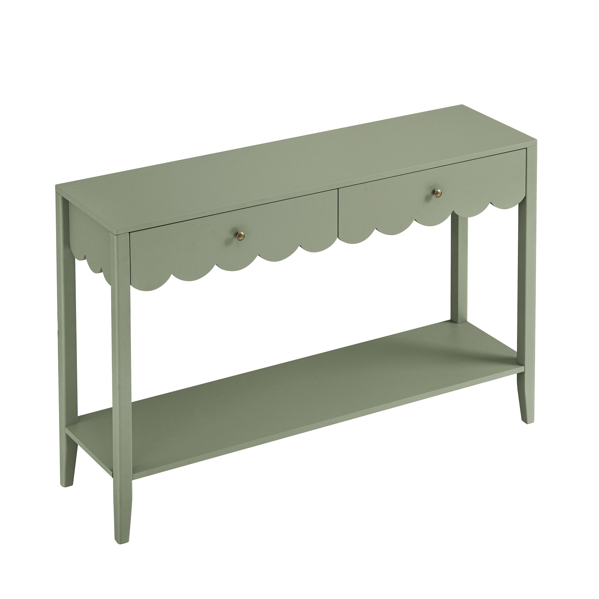 Henley Scalloped Edge Console Table, Sage Green