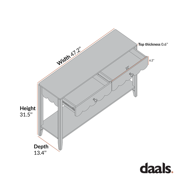 Henley Scalloped Edge Console Table, Light Sand