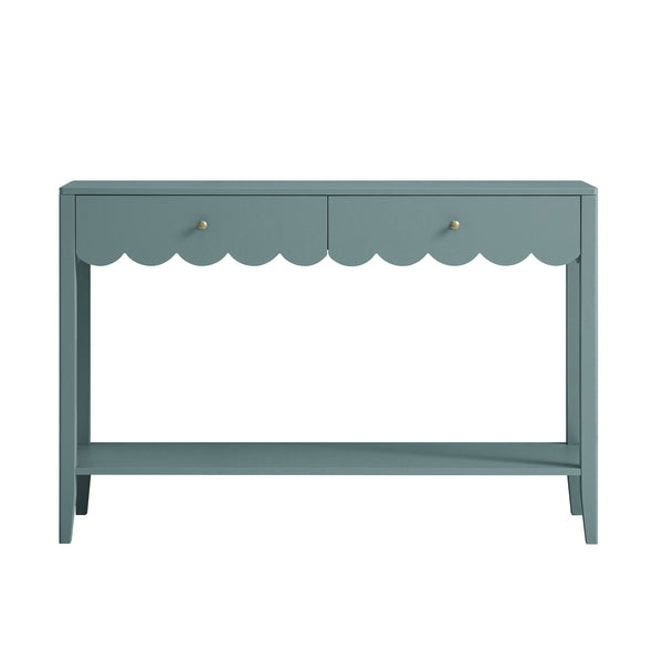 Henley Scalloped Edge Console Table, Blue Spruce