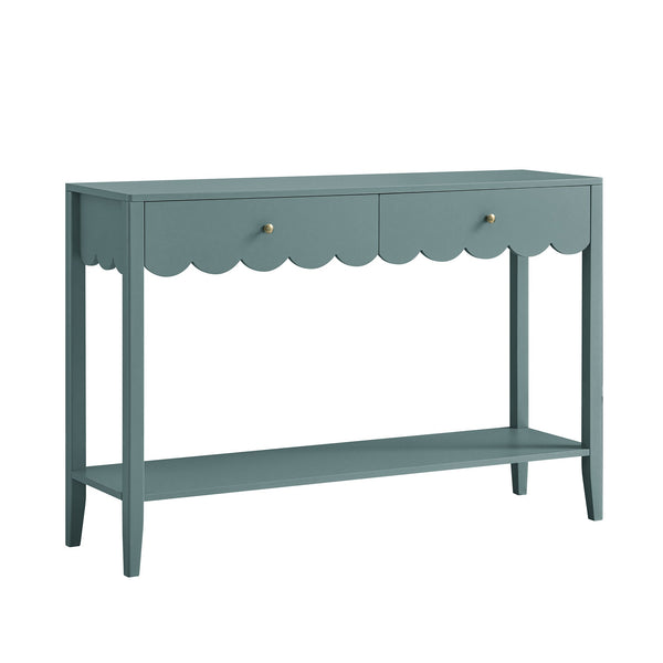 Henley Scalloped Edge Console Table, Blue Spruce