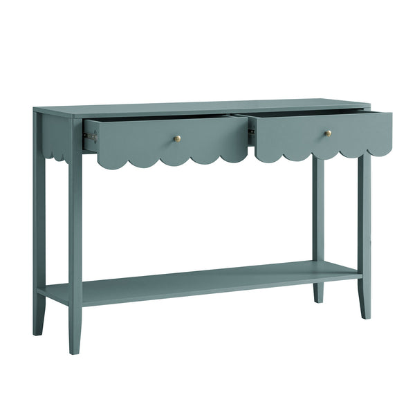 Henley Scalloped Edge Console Table, Blue Spruce