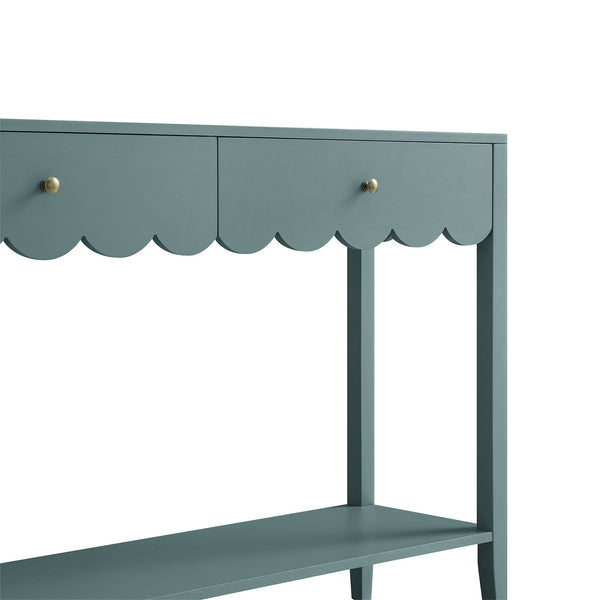 Henley Scalloped Edge Console Table, Blue Spruce