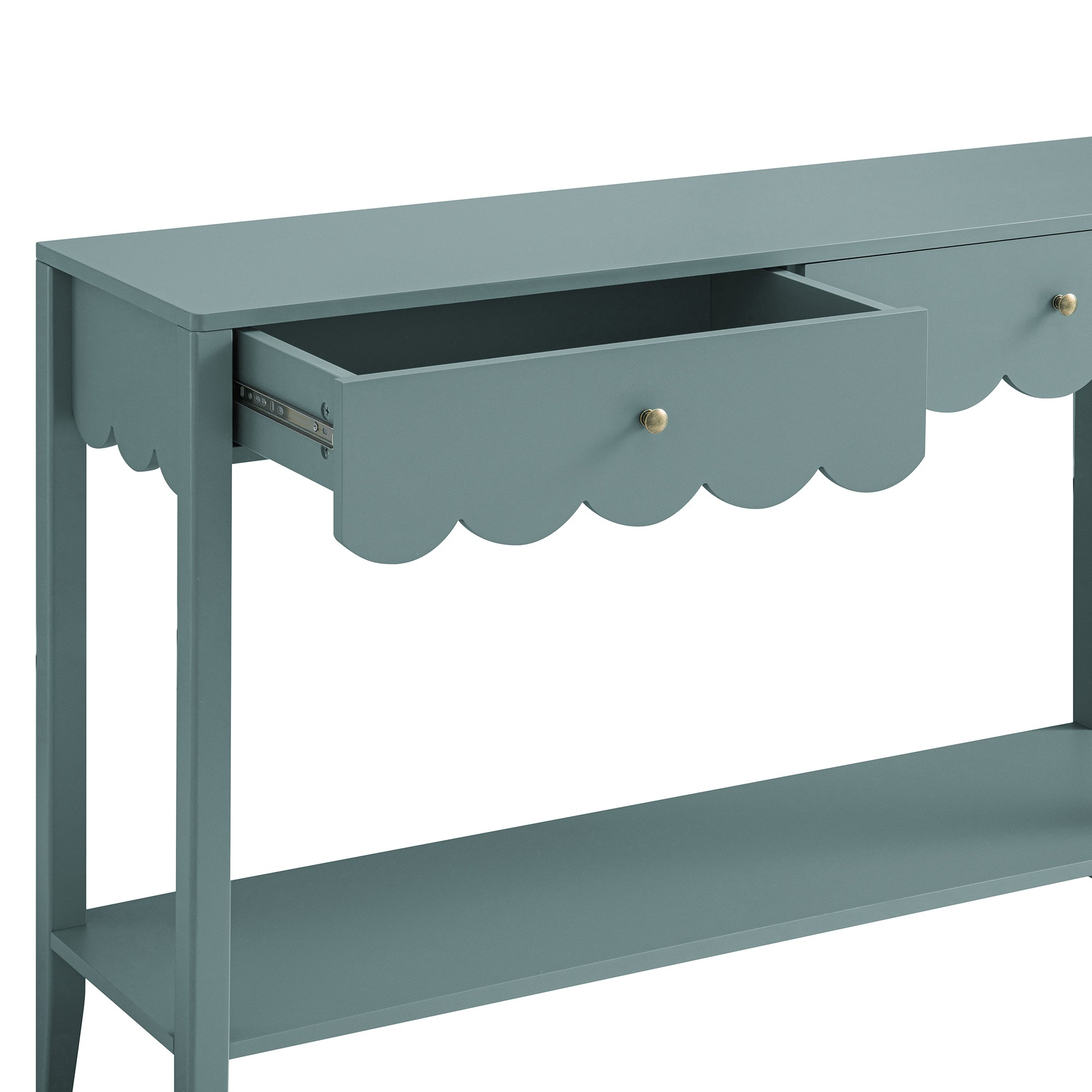 Henley Scalloped Edge Console Table, Blue Spruce