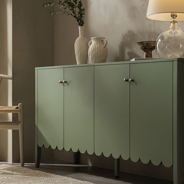 Henley Scalloped Edge 59 in. Wide Sideboard, Sage Green