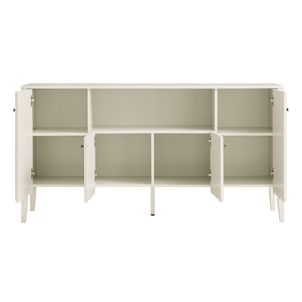 Henley Scalloped Edge 59 in. Wide Sideboard with Open Shelf, Light Sand