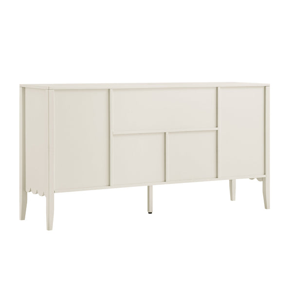 Henley Scalloped Edge 59 in. Wide Sideboard with Open Shelf, Light Sand