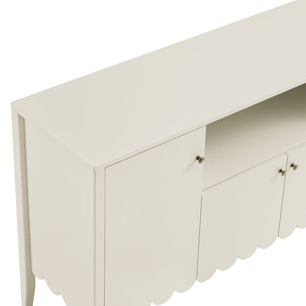 Henley Scalloped Edge 59 in. Wide Sideboard with Open Shelf, Light Sand