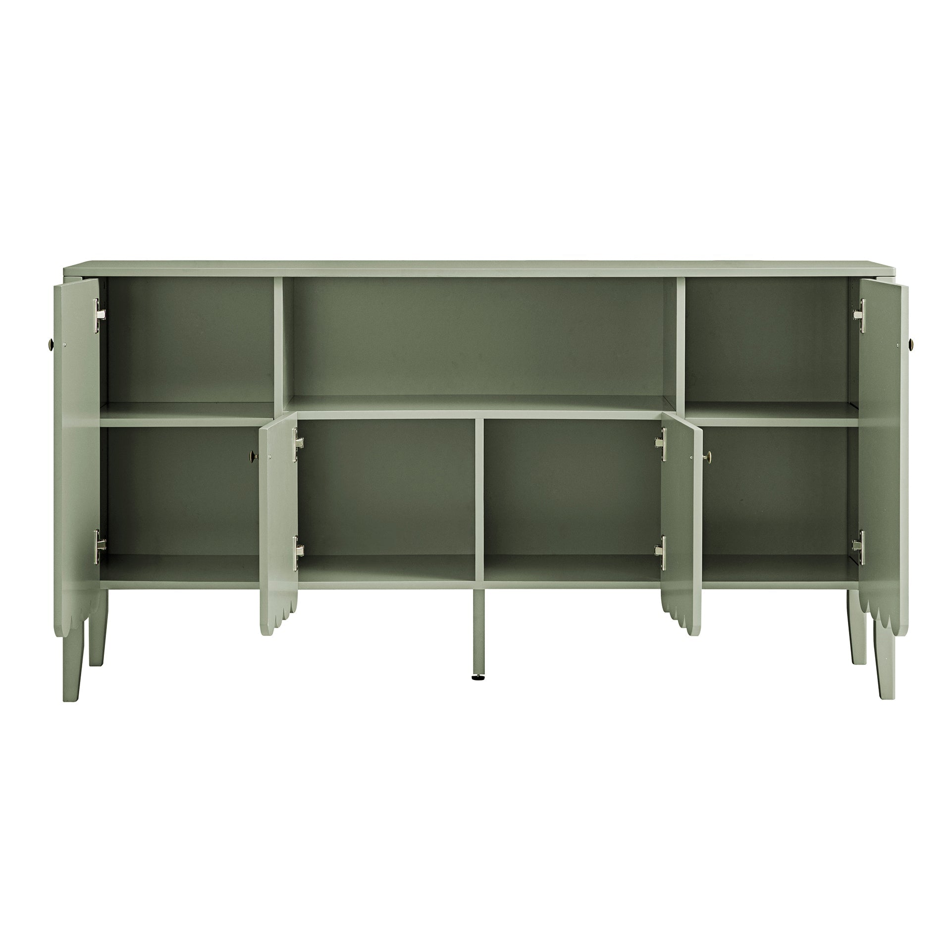 Henley Scalloped Edge 59 in. Wide Sideboard with Open Shelf, Sage Green