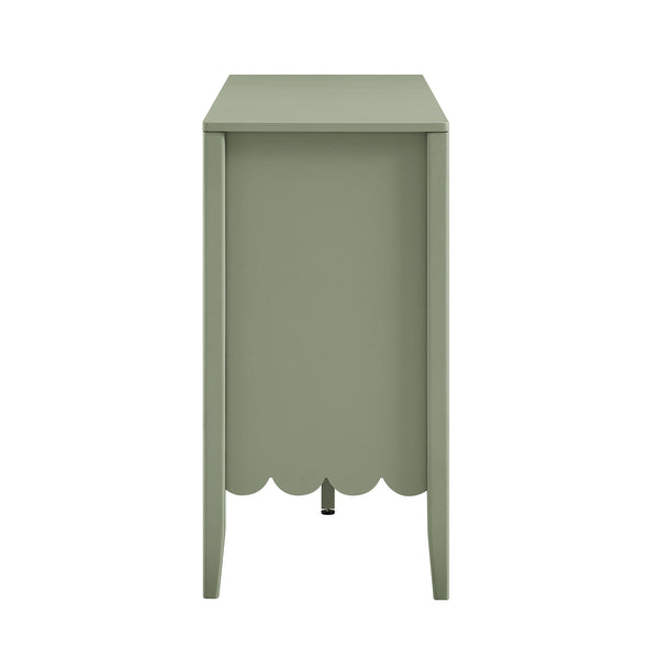 Henley Scalloped Edge 59 in. Wide Sideboard with Open Shelf, Sage Green