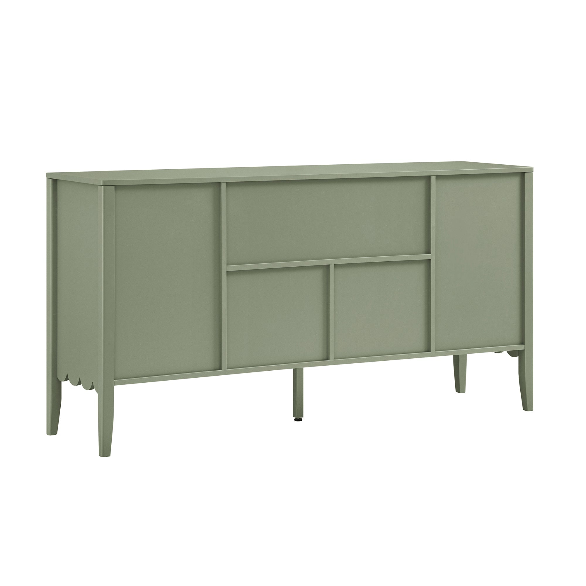 Henley Scalloped Edge 59 in. Wide Sideboard with Open Shelf, Sage Green