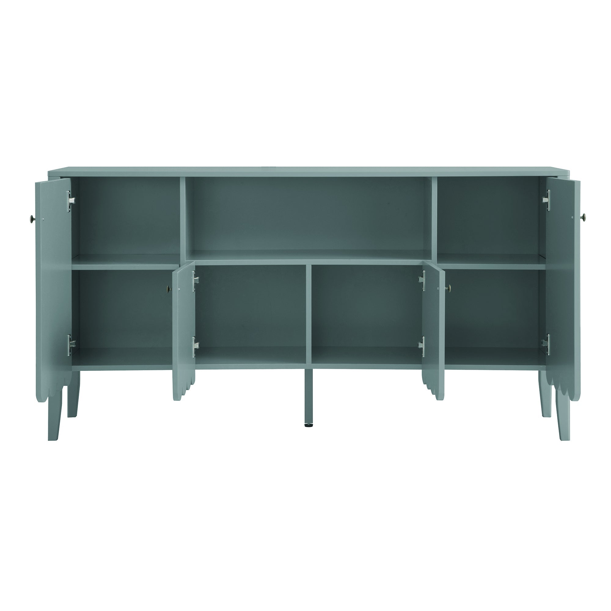 Henley Scalloped Edge 59 in. Wide Sideboard with Open Shelf, Blue Spruce