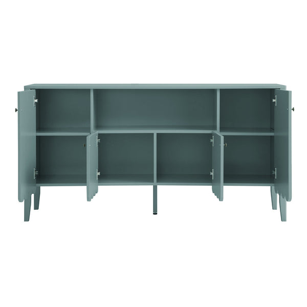 Henley Scalloped Edge 59 in. Wide Sideboard with Open Shelf, Blue Spruce