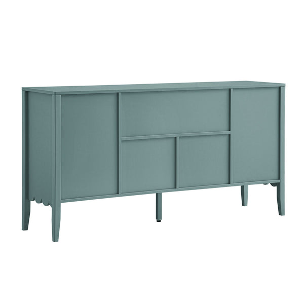 Henley Scalloped Edge 59 in. Wide Sideboard with Open Shelf, Blue Spruce