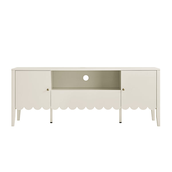 Henley Scalloped Edge 59 in. Wide TV Unit, Light Sand