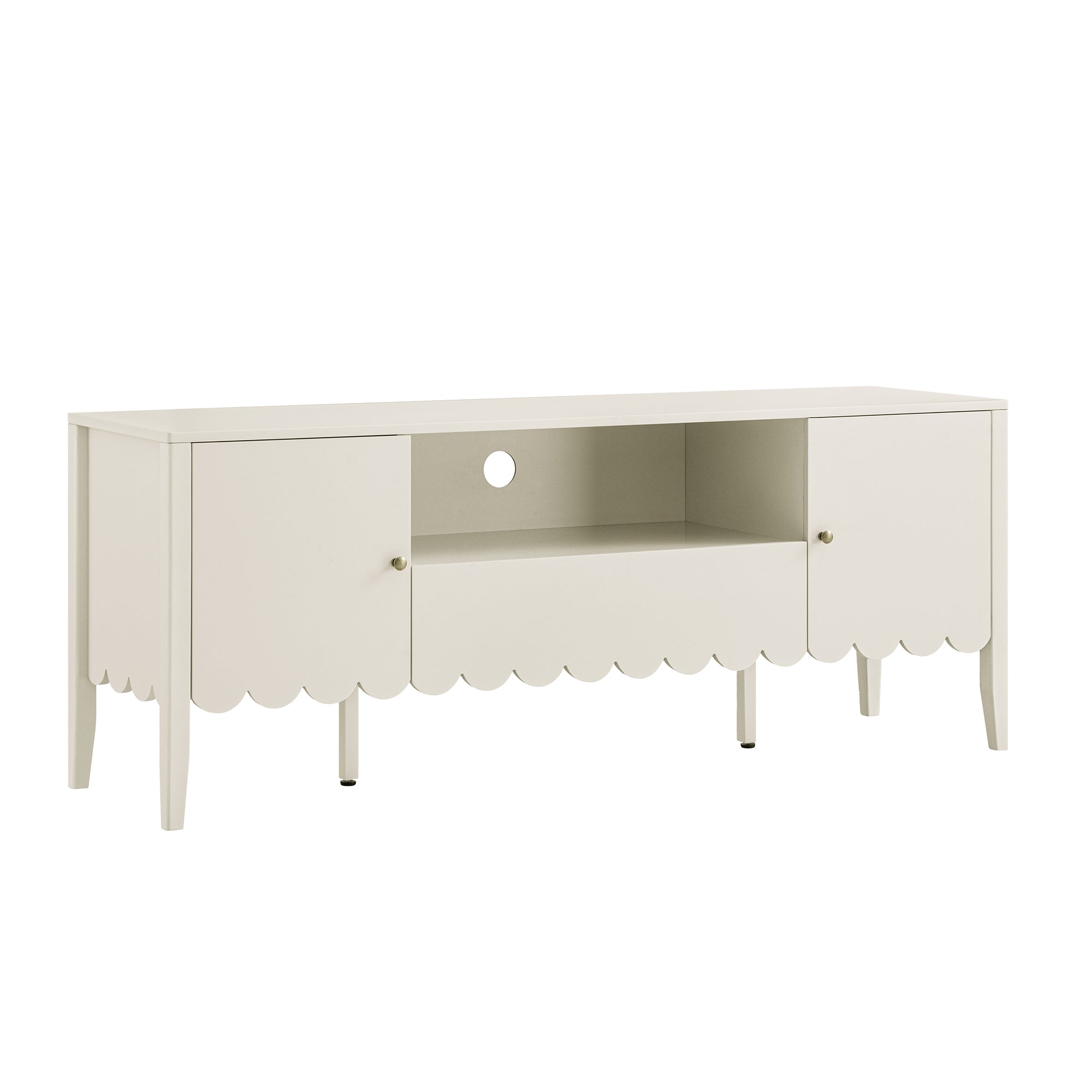 Henley Scalloped Edge 59 in. Wide TV Unit, Light Sand