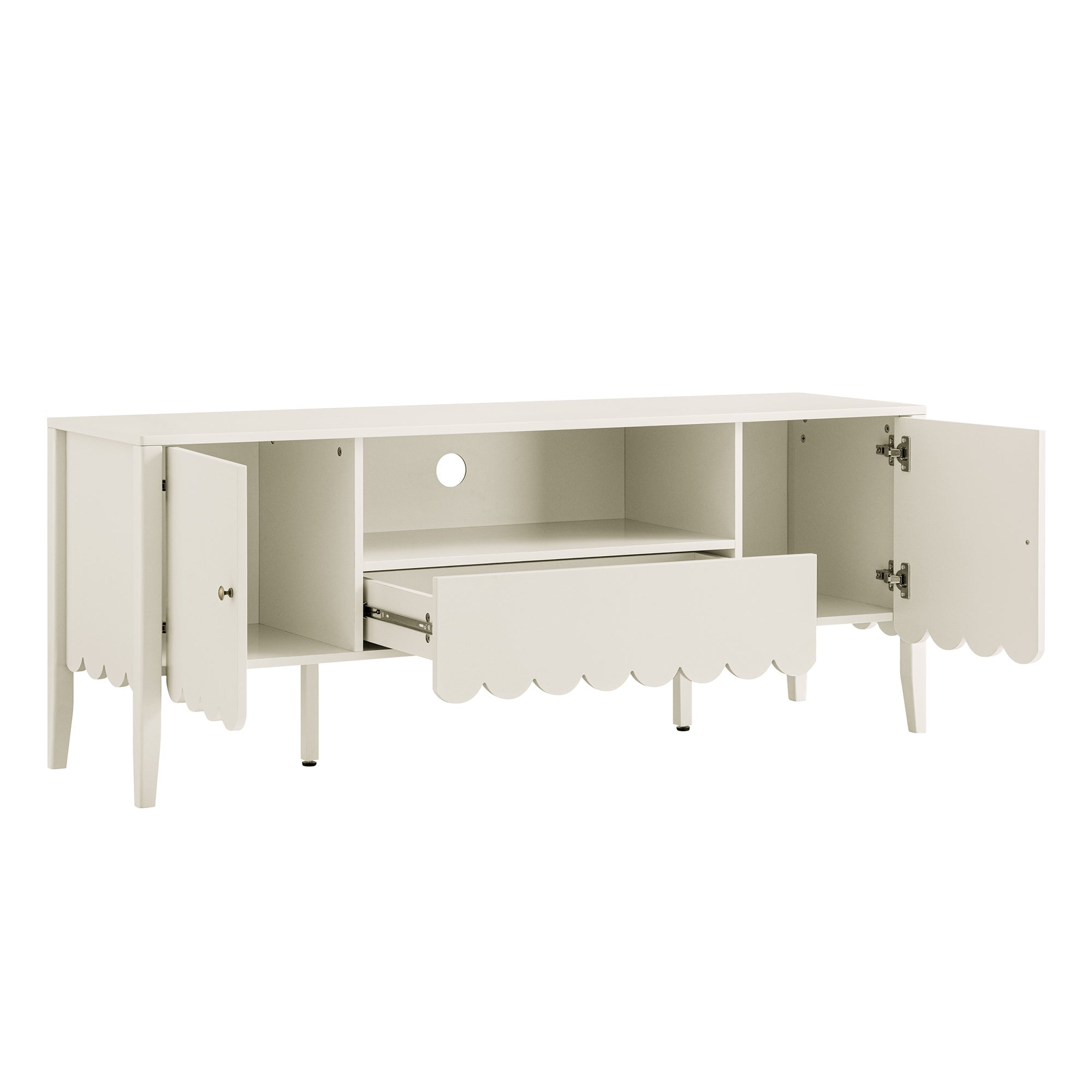 Henley Scalloped Edge 59 in. Wide TV Unit, Light Sand