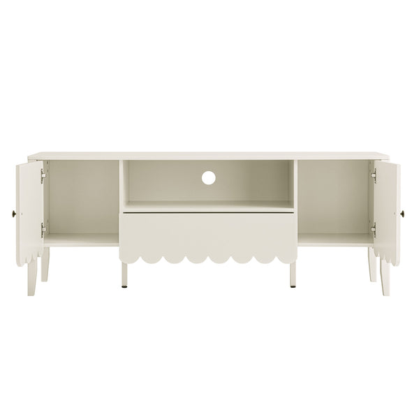 Henley Scalloped Edge 59 in. Wide TV Unit, Light Sand