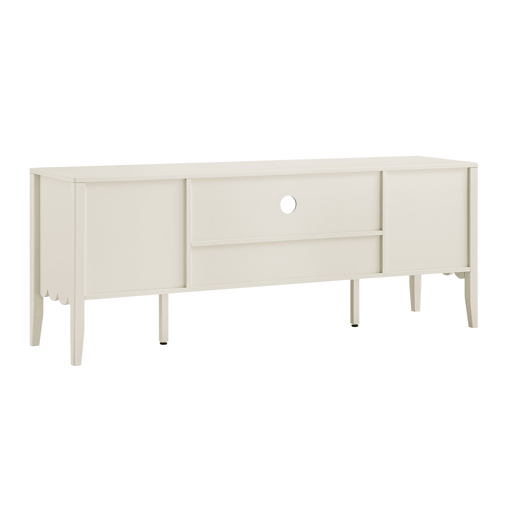 Henley Scalloped Edge 59 in. Wide TV Unit, Light Sand