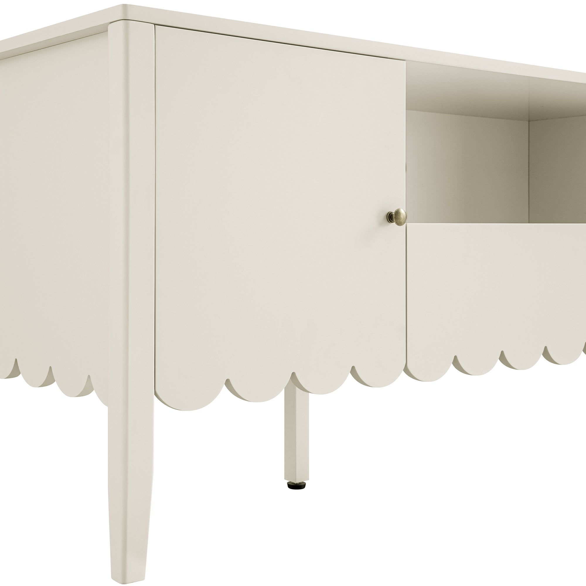 Henley Scalloped Edge 59 in. Wide TV Unit, Light Sand