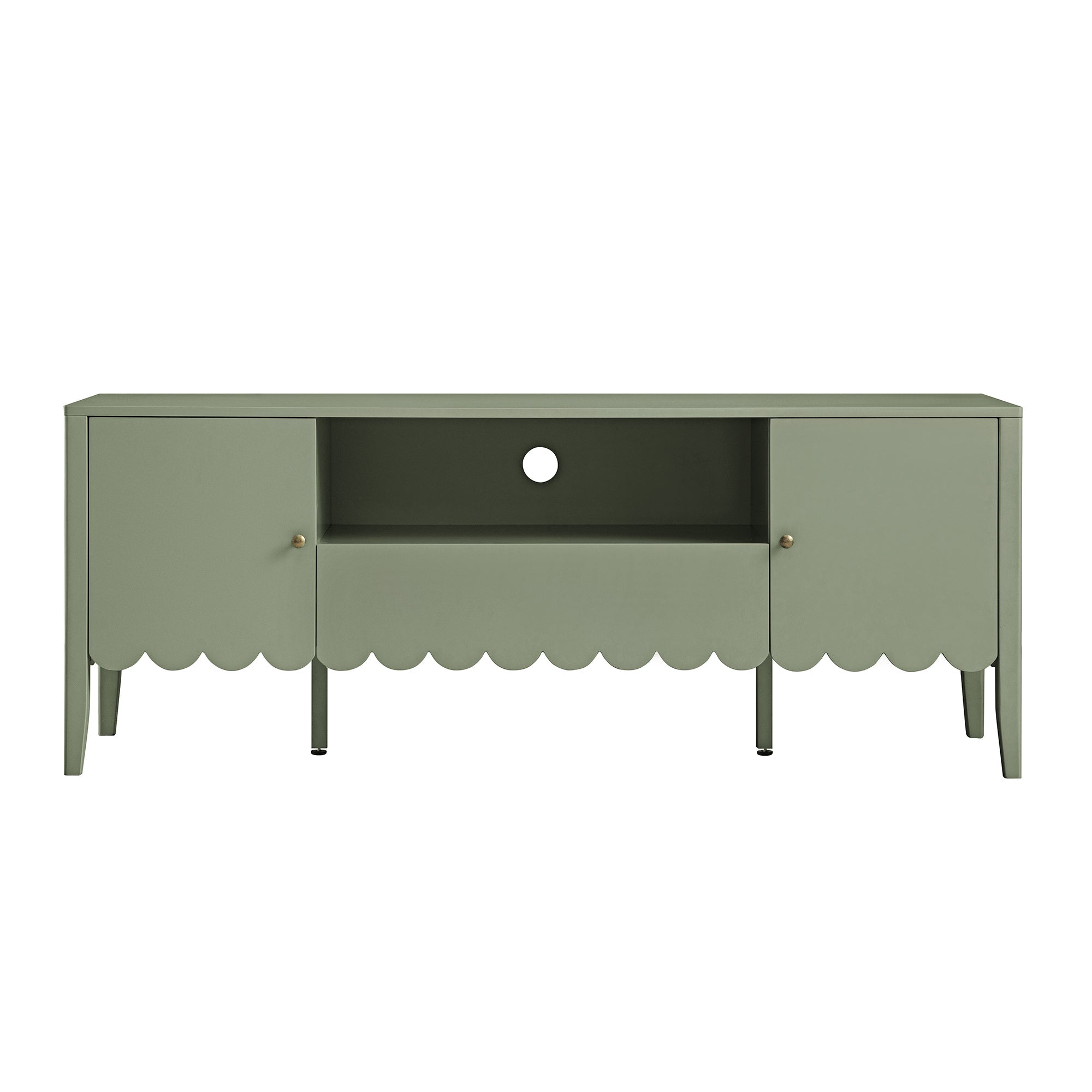 Henley Scalloped Edge 59 in. Wide TV Unit, Sage Green