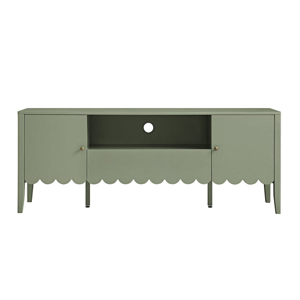 Henley Scalloped Edge 59 in. Wide TV Unit, Sage Green