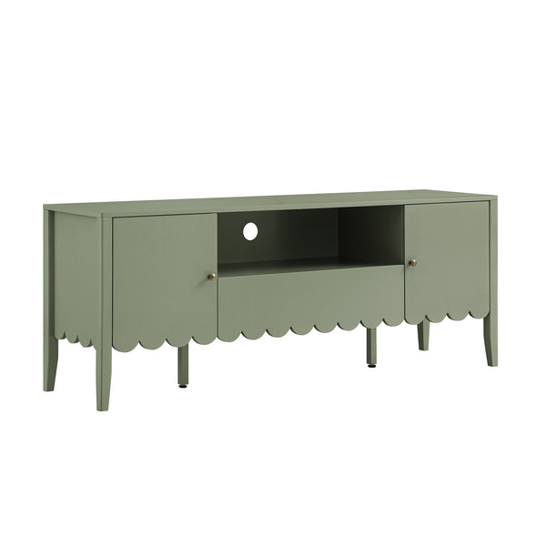 Henley Scalloped Edge 59 in. Wide TV Unit, Sage Green