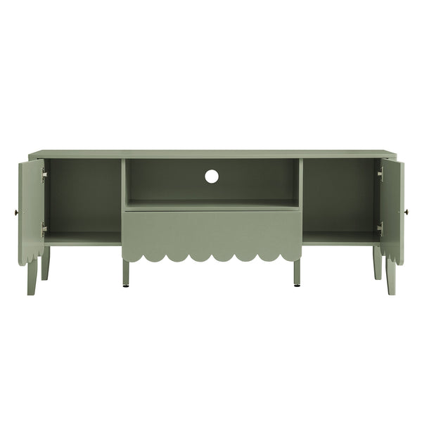 Henley Scalloped Edge 59 in. Wide TV Unit, Sage Green