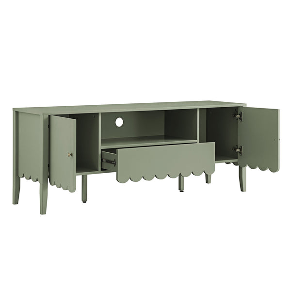 Henley Scalloped Edge 59 in. Wide TV Unit, Sage Green