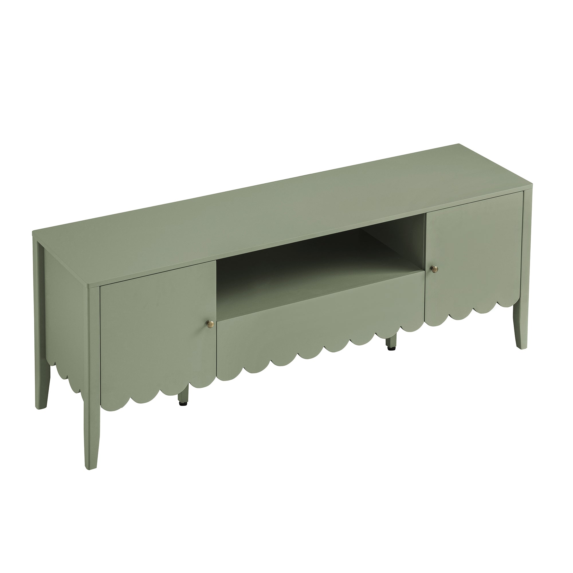 Henley Scalloped Edge 59 in. Wide TV Unit, Sage Green