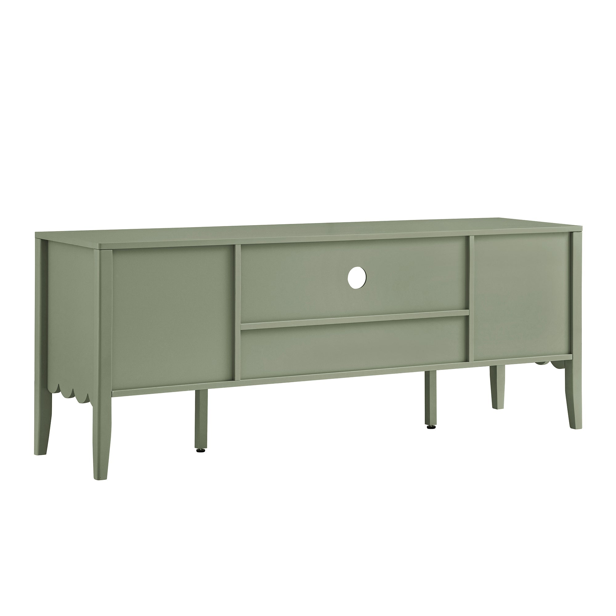 Henley Scalloped Edge 59 in. Wide TV Unit, Sage Green