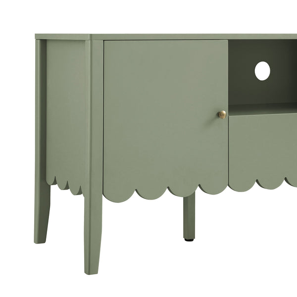 Henley Scalloped Edge 59 in. Wide TV Unit, Sage Green