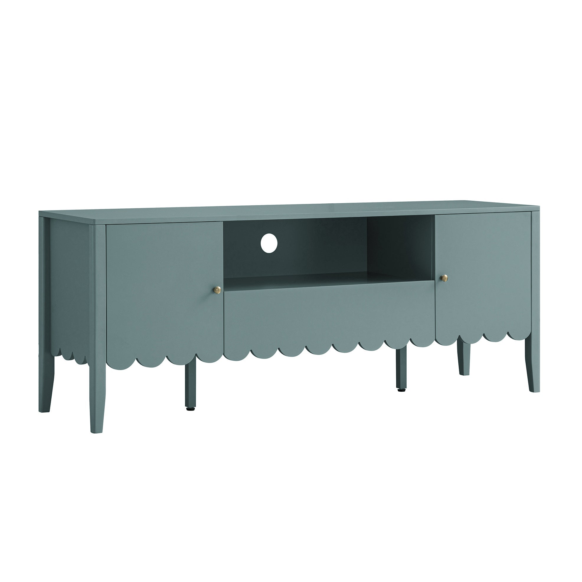 Henley Scalloped Edge 59 in. Wide TV Unit, Blue Spruce