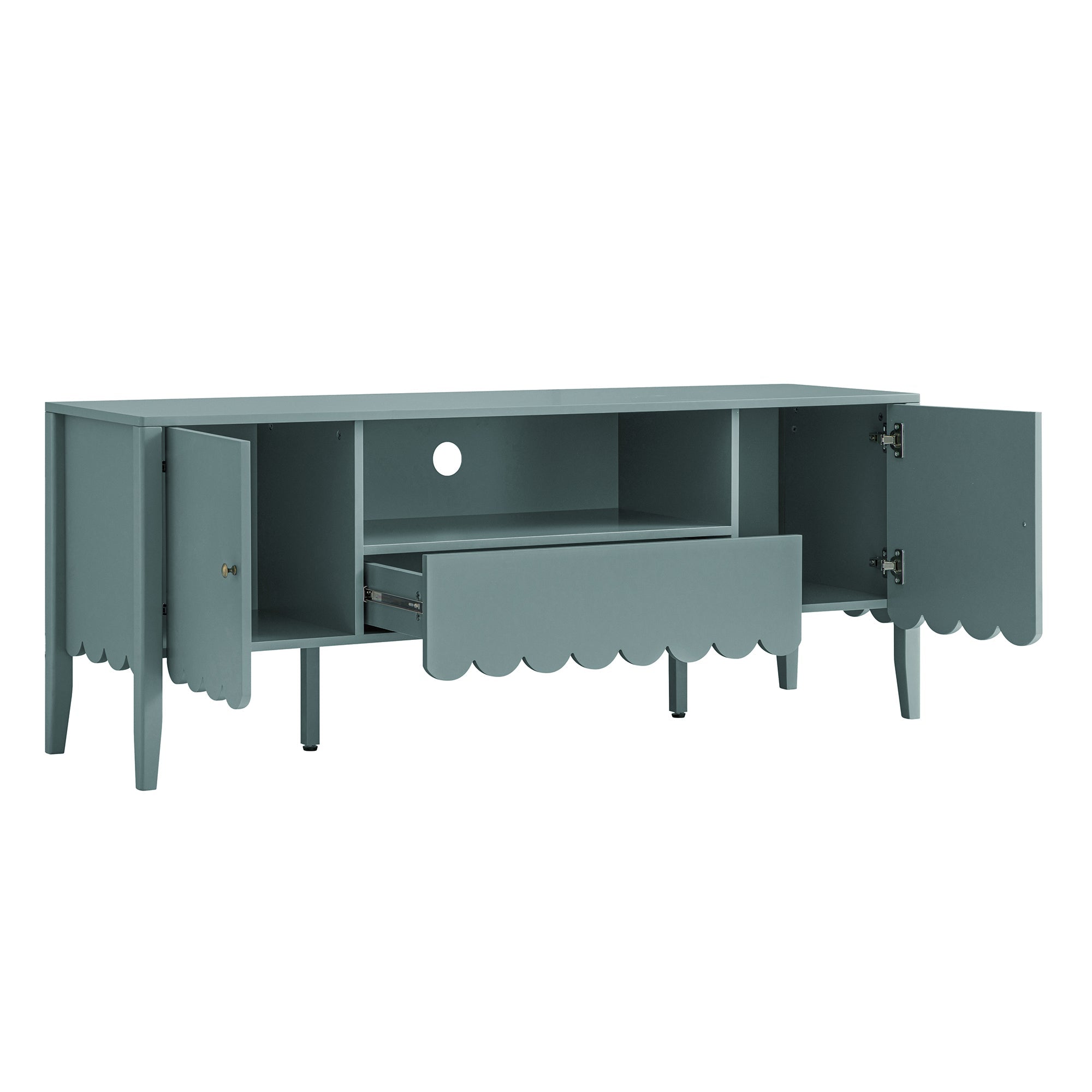 Henley Scalloped Edge 59 in. Wide TV Unit, Blue Spruce