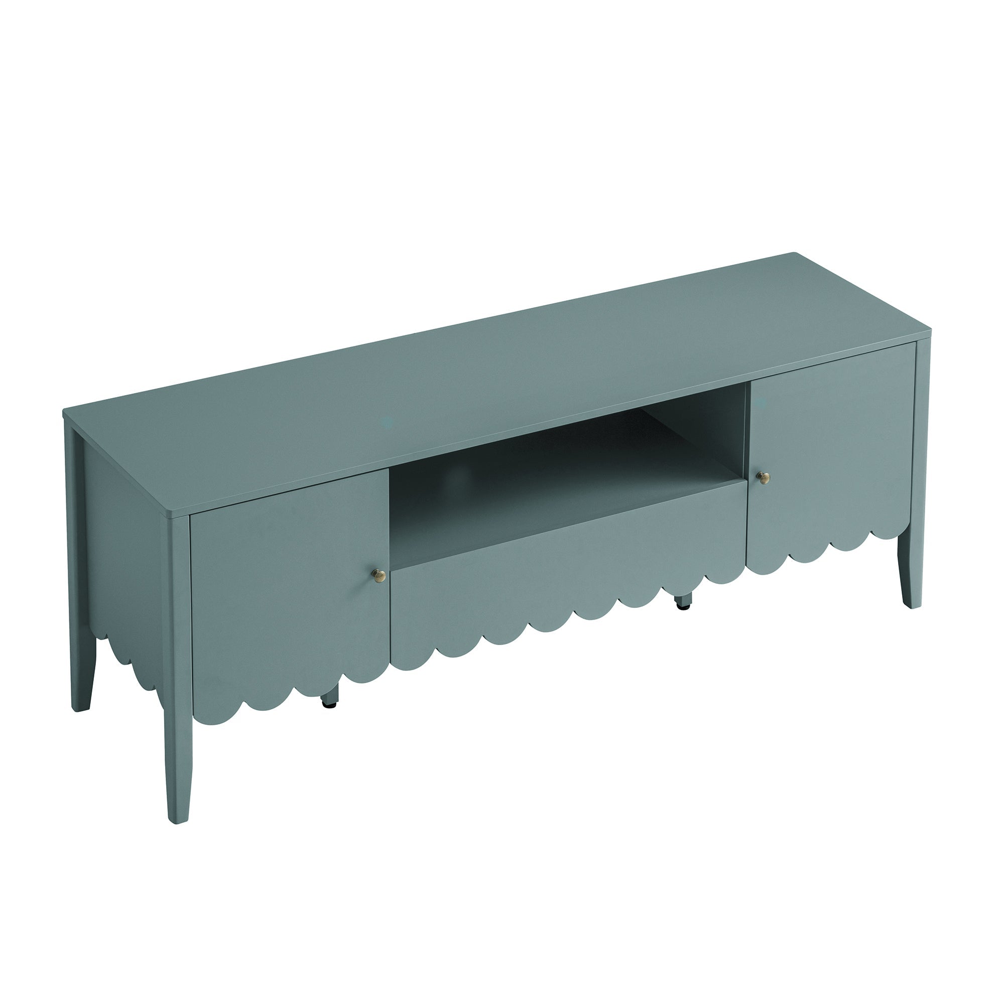 Henley Scalloped Edge 59 in. Wide TV Unit, Blue Spruce