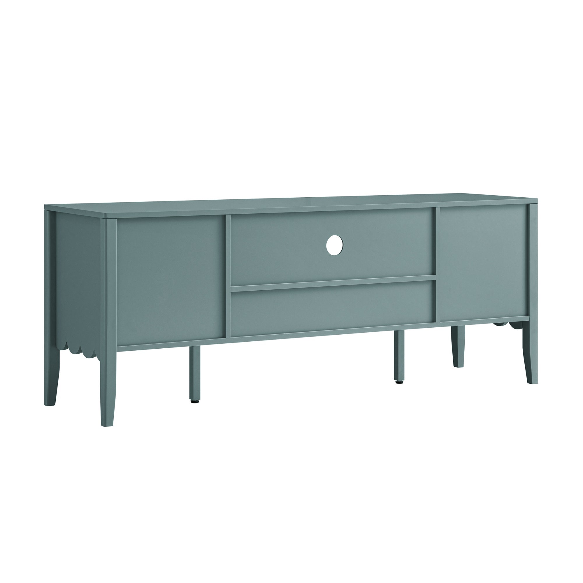 Henley Scalloped Edge 59 in. Wide TV Unit, Blue Spruce