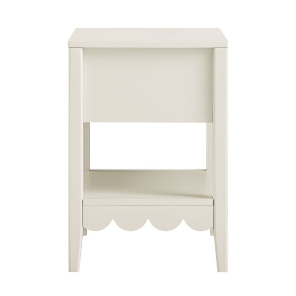 Henley Scalloped Edge Nightstand with Drawer, Light Sand