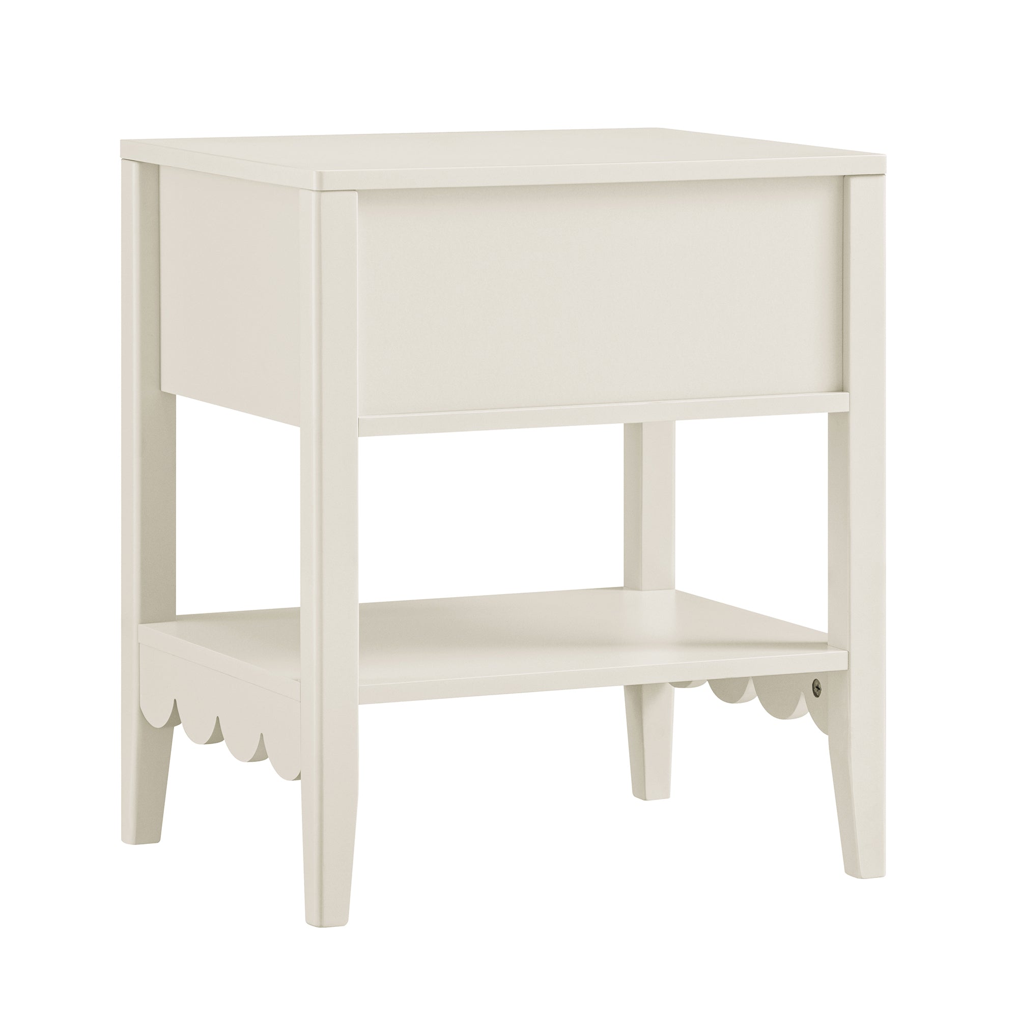 Henley Scalloped Edge Nightstand with Drawer, Light Sand