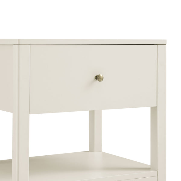 Henley Scalloped Edge Nightstand with Drawer, Light Sand