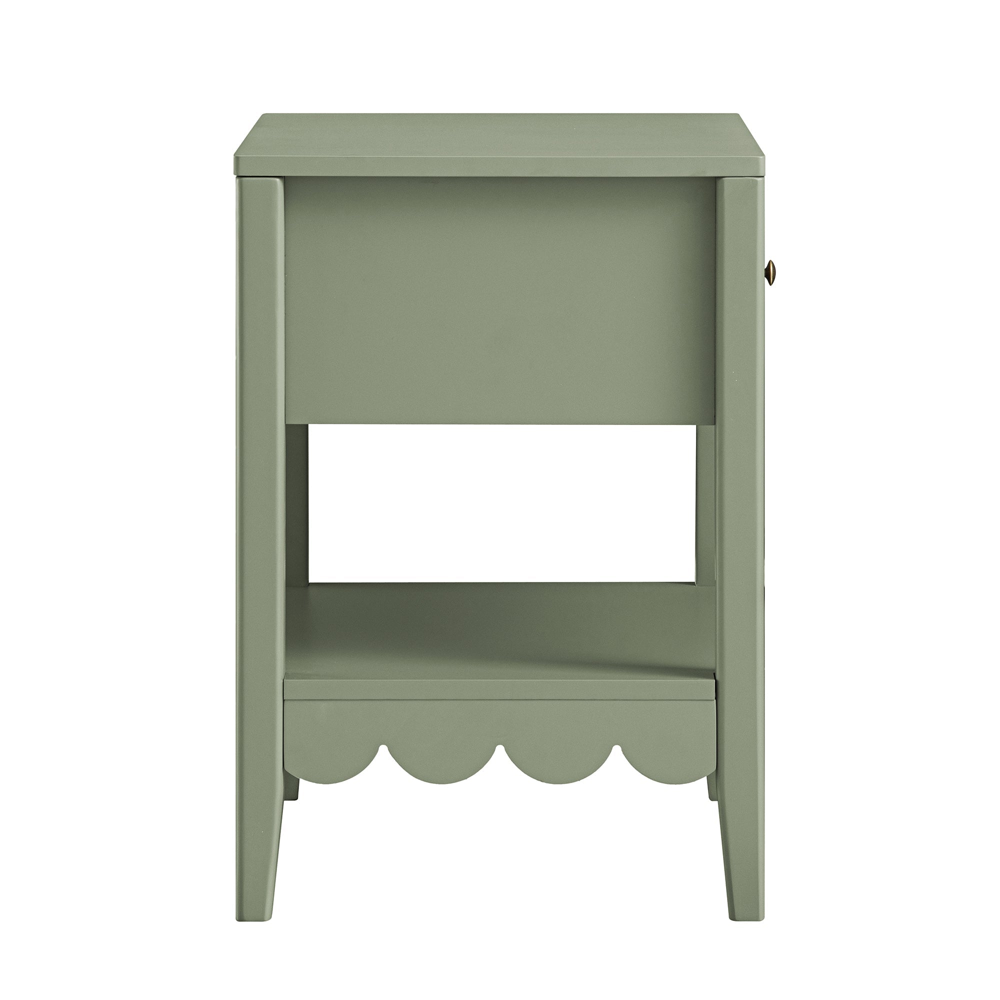 Henley Scalloped Edge Nightstand with Drawer, Sage Green