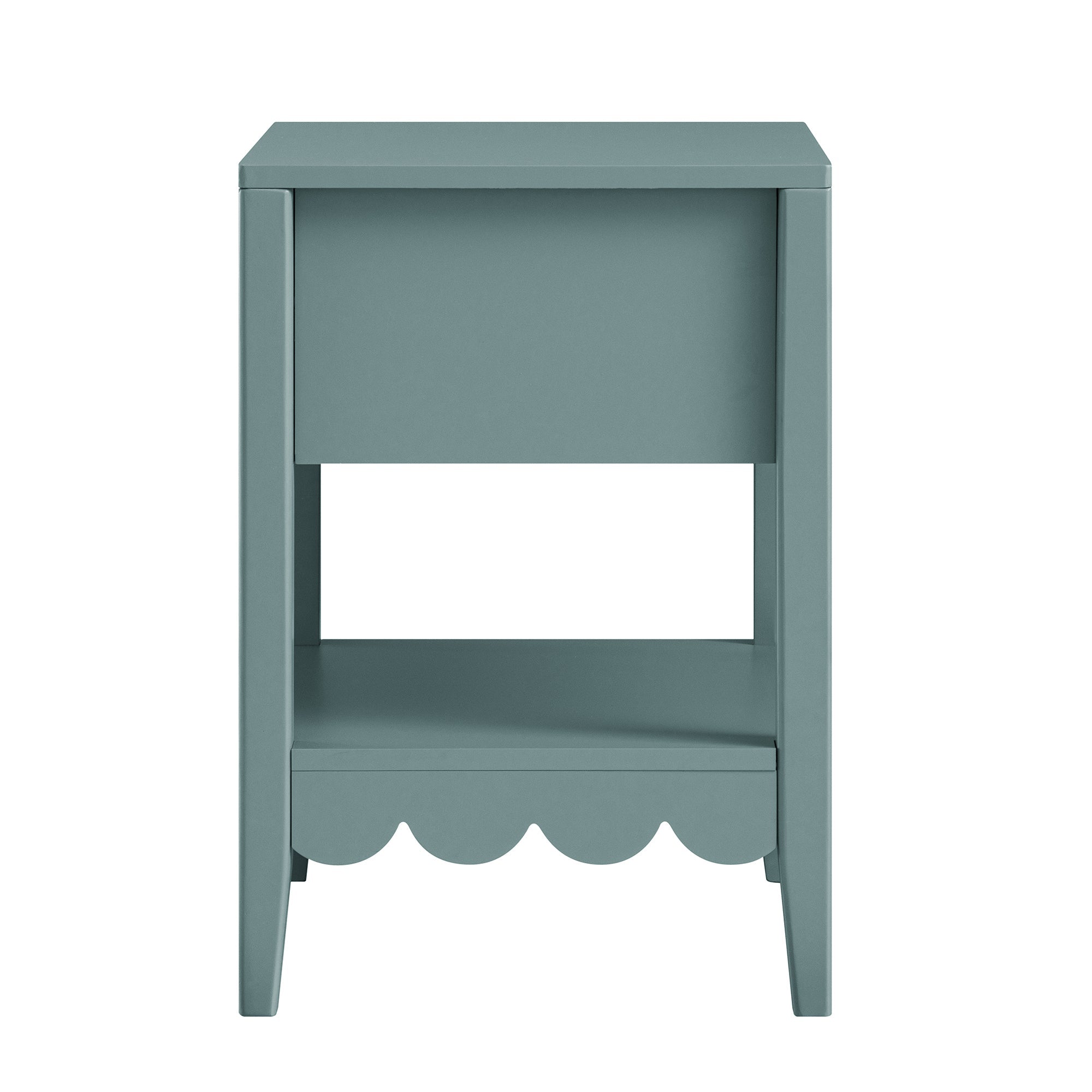 Henley Scalloped Edge Nightstand with Drawer, Blue Spruce